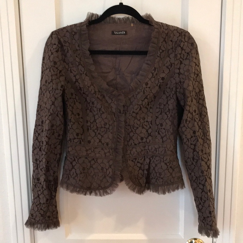 Brown lace and frills light weight blazer